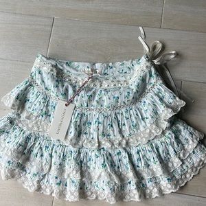 LOVESHACKFANCY Bara Lace-Trimmed Floral Mini Skirt